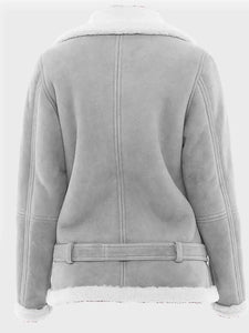 womens grey suede shearling jacket.
