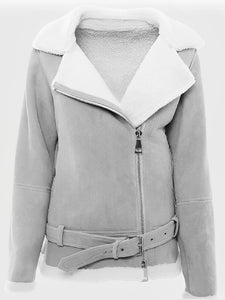 womens grey suede shearling jacket
