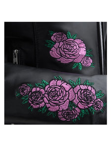 womens leather motor cycle jacket.