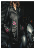 womens leather motor cycle jacket....