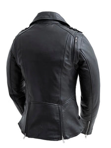 womens leather motor cycle jacket...