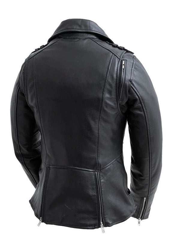 womens leather motor cycle jacket...