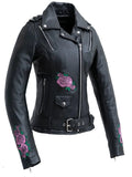 womens leather motor cycle jacket