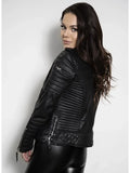 womens quilted leather motor cycle jacket..