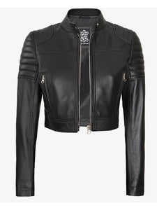 womens short body cafe racer leather jacket