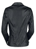 Womens Cafe Racer Leather Biker Jacket Black Cross Zipper