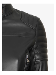 Womens Short Body Cafe Racer Leather Jacket