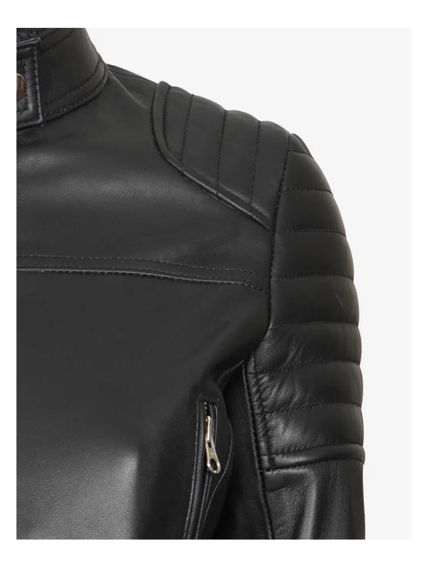 Womens Short Body Cafe Racer Leather Jacket