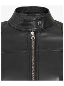 Womens Short Body Cafe Racer Leather Jacket