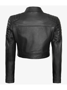 Womens Short Body Cafe Racer Leather Jacket