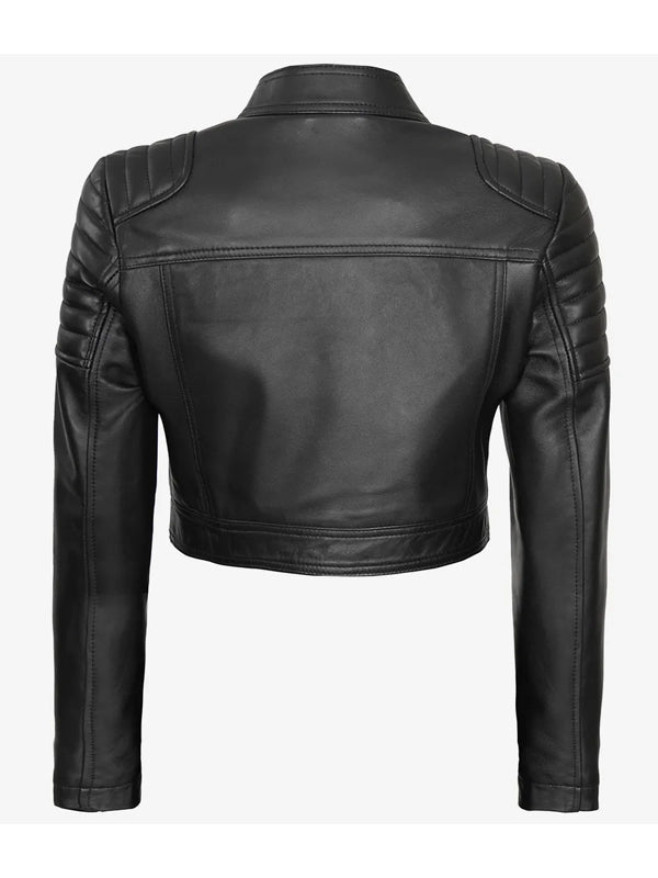 Womens Short Body Cafe Racer Leather Jacket