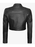 Womens Short Body Cafe Racer Leather Jacket