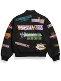 wwe wrestlemania 1 21 black varsity jacket.